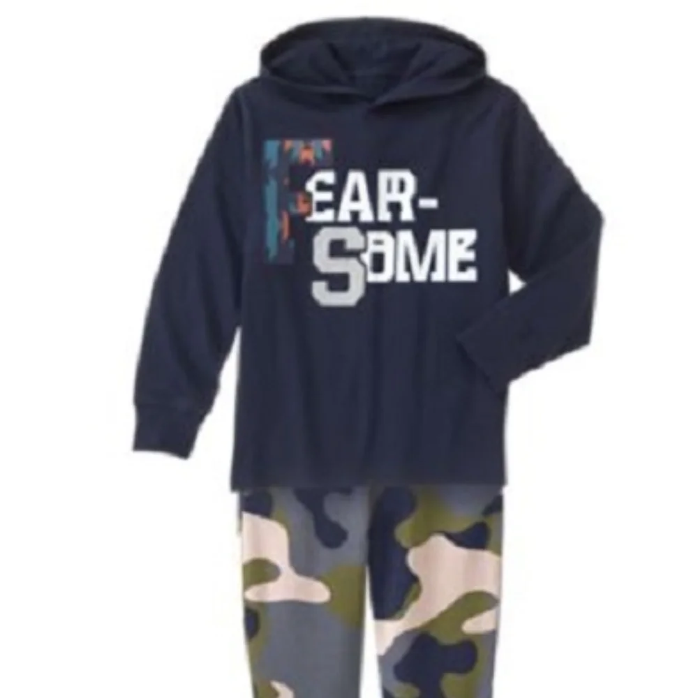 GYMBOREE Hooded Long Sleeve T-Shirt Boys 7 Text Graphic Tee NWT 100% Cotton